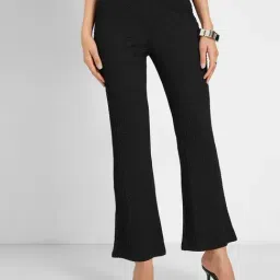 Honey By Pantaloons Black Flared Fit Texture Trousers-picture-44
