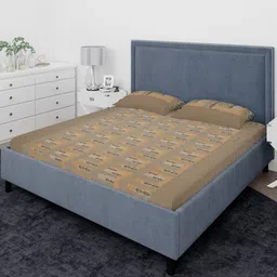 THE CONVERSION Beige Printed Pure Cotton 210 TC Queen Bedsheet Set 2.28 m x 2.54 cm-image-63