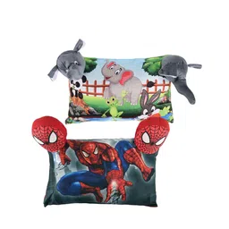 Kuber Industries Kids 2-Pcs Red & Grey Printed Baby Pillow-41