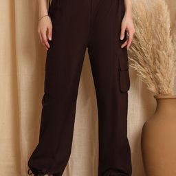 NEUDIS Women Mid-Rise Cotton Cargos Trousers-image-80