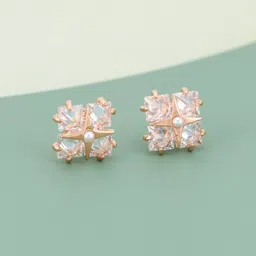 Kushal's Fashion Jewellery Rhodium-Plated Zircon Studded Party Classic Studs Earrings-image-97