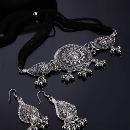 Shining Diva Silver-Plated Oxidised Jewellery Set-picture-7