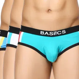 BASIICS by La Intimo Sky Blue & White Striped Briefs (Pack of 3)-image-24
