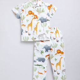 NAUTI KIDZ Boys Animal Printed Pure Cotton Night suit-image-58