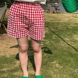 LULU & SKY Girls Checked Loose Fit High-Rise Technology Shorts-image-34