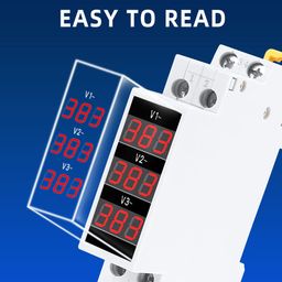 amiciSense 3-Phase Voltage Meter, AC 80~500V Mini Voltage Tester with 3 LED Display & 1.8cm Wide Only, 35Mm Din Rail Mounted, Red image 3
