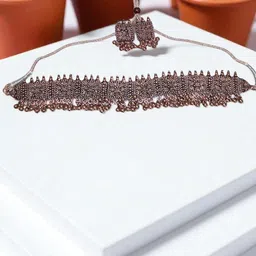 Jolly Faces Copper Plated Stones Studded Jewellery Set-34
