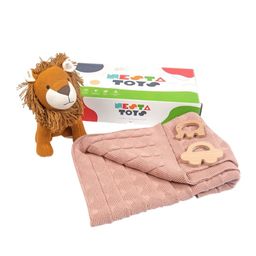 Nesta Toys Kids New Born Gift Set Infant Blanket Lion Elephant and Car Teether-36