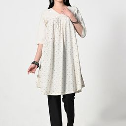 AMBI Geometric Printed V-Neck Kurta-image-29