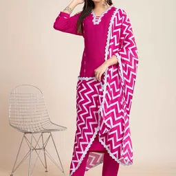 Navlik Striped Self Design Straight Kurta With Trousers & Dupatta-picture-18