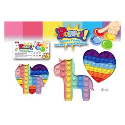 YAMAMA Pop Bubble Stress Relieving Silicone Unicorn and Hearts Pop It Fidget Toy Pack of 2  - Multicolor-21