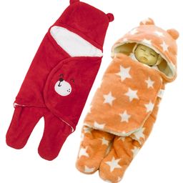 Babyzone Soft Fabric Winter Wearable Embroidered Blankets Pack of 2 - Red Orange-image-76