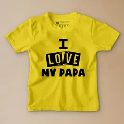 Be Awara Family Theme Half Sleeves I Love My Papa Printed Tee - Yellow-picture-23