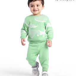 Babyoye 100% Cotton with Eco Jiva Finish Full Sleeves Camo Design Sweater Set - Green-image-27