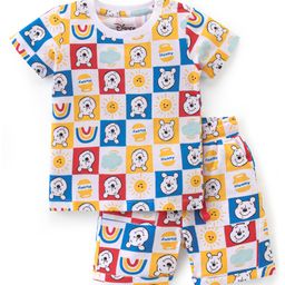 Babyhug Disney 100% Cotton Knit Single Jersey Half Sleeve Night Suit With Winnie The Pooh Print - Multicolour-image-86