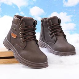 Cute Walk by Babyhug Winter Boots with Lace Up Closure - Brown-image-58