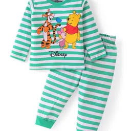Babyhug Disney Single Jersey Knit Full Sleeves Night Suit With Winnie & Friends Graphics - Green-picture-40