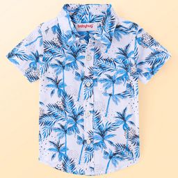 Babyhug Cotton Woven Half Sleeves Coconut Tree Printed Shirt - White-image-70