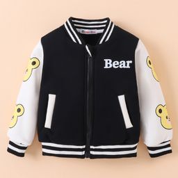 Kookie Kids Full Sleeves Bomber Jacket With Text Print - Black-image-61