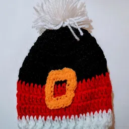 Knits & Knots Woollen Blend Colour Blocked Handmade Cap - Red & Black-picture-44