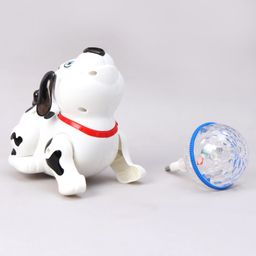 House of kids Dancing Dog Toy with Music 3D Flashing LED Light Ball - White-28
