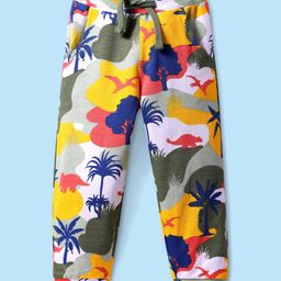 Babyhug Terry Knit Full Length Lounge Pant With Dino Print - Grey-picture-10