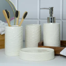 VONCASA Black Ceramic Soap Dispenser - Stone Finish, Bath Accessories-picture-1