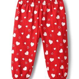 Doodle Poodle Single Jersey Knit Full Length Lounge Pant With Heart Print - Red-image-78