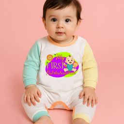 The Peppy Tend 100% Cotton Knit Raksha Bandhan Theme Full Sleeves My First Raksha Bandhan Text Printed Romper - Multi Colour-image-94
