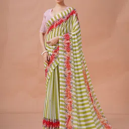 Garden Vareli Striped Pure Georgette Saree-picture-45