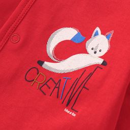 Doreme Single Jersey Full Sleeves Front Open Vest with Kitty Print - Red image 3