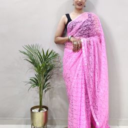DIVASTRI Floral Net Saree-picture-10