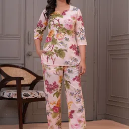 Moda Rapido Printed Round Neck Pure Cotton Top With Trousers Co-Ords-picture-36