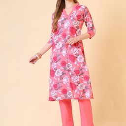 SANGOURI Women Printed Regular Kurta with Trousers & With Dupatta image 4