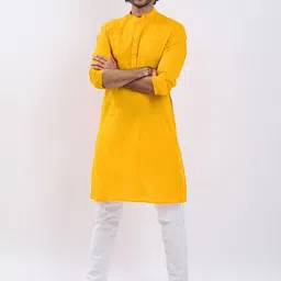 VASTRAMAY Men Regular Pure Cotton Kurta with Pyjamas-picture-2