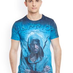 Wear Your Mind Men Blue Printed Round Neck T-shirt-image-39