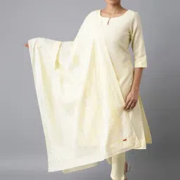 W Yellow Cotton Printed Dupatta-picture-24