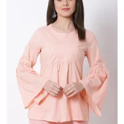 Rangriti Peach Cotton Woven Pattern Top-picture-16