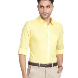Turtle Lemon Yellow Cotton Regular Fit Printed Shirt-image-9