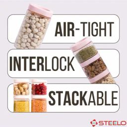 SCL Steelo Transparent Plastic Stack & Lock Square Food Storage Square Containers - Set of 9 image 4