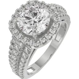 Emori 18k White Gold & Diamond Halo Cushion Ring-image-9