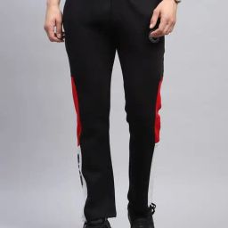 Monte Carlo Black Regular Fit Colour Block Trackpants-image-50