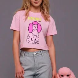 Cherry Crumble By Nitt Hyman Girls Pink Relaxed Fit T-Shirt-image-100