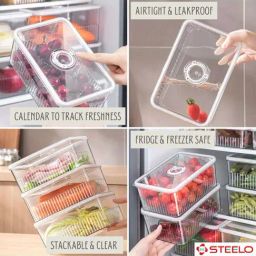 SCL Steelo White Plastic Sofresh Fridge Food Storage Containers With Date Calendar Lid - Set of 3 image 2