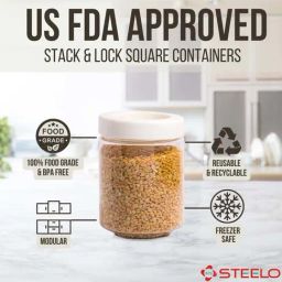 SCL Steelo Transparent Plastic Stack & Lock Round Food Storage Containers - Set of 6 image 3