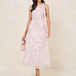 Styli Pink Printed Midi Dress-image-70