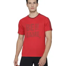 ALCIS Red Slim Fit Printed Sports T-Shirt-image-73
