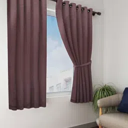 BIANCA Satin Curtain - Blocks 99% Sunlight & Reduces Noise [Eyelet Pattern] -2pc 5 Feet-plain-coffee-4