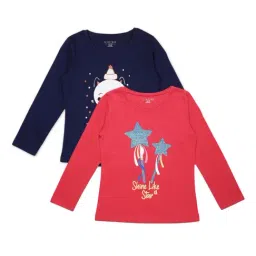Plum Tree Kids Red & Navy Embellished Tops-image-90
