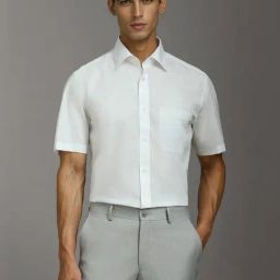 Louis Philippe White Cotton Regular Fit Self Pattern Shirt-image-18